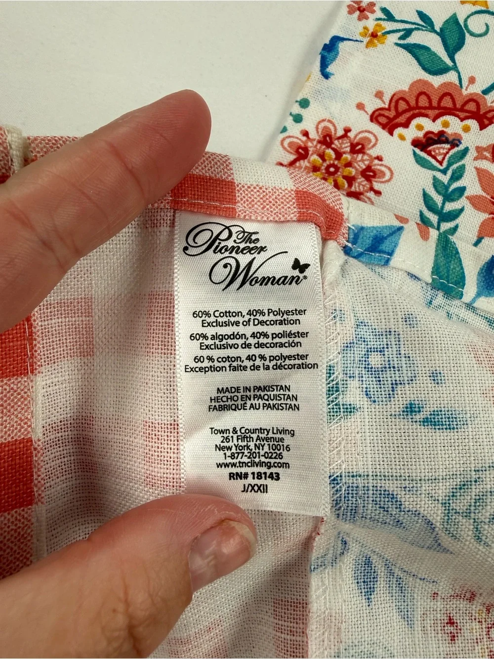 Set of 4 The Pioneer Woman Coral Gingham & Multicolor Floral Curtains